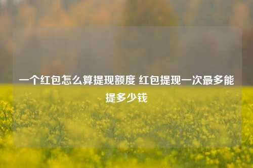 一个红包怎么算提现额度 红包提现一次最多能提多少钱