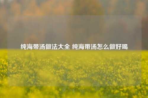 纯海带汤做法大全 纯海带汤怎么做好喝